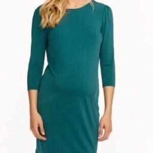 Rosie Pope Audra Maternity 3/4 Sleeves Mini Dress Scoop Back Back XS Ocean